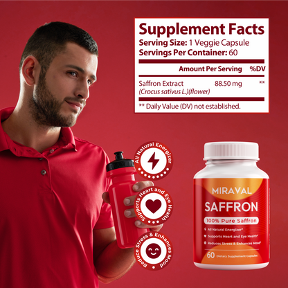 Miraval Organic Saffron Capsules (88.5mg) for Mood Support & Energy